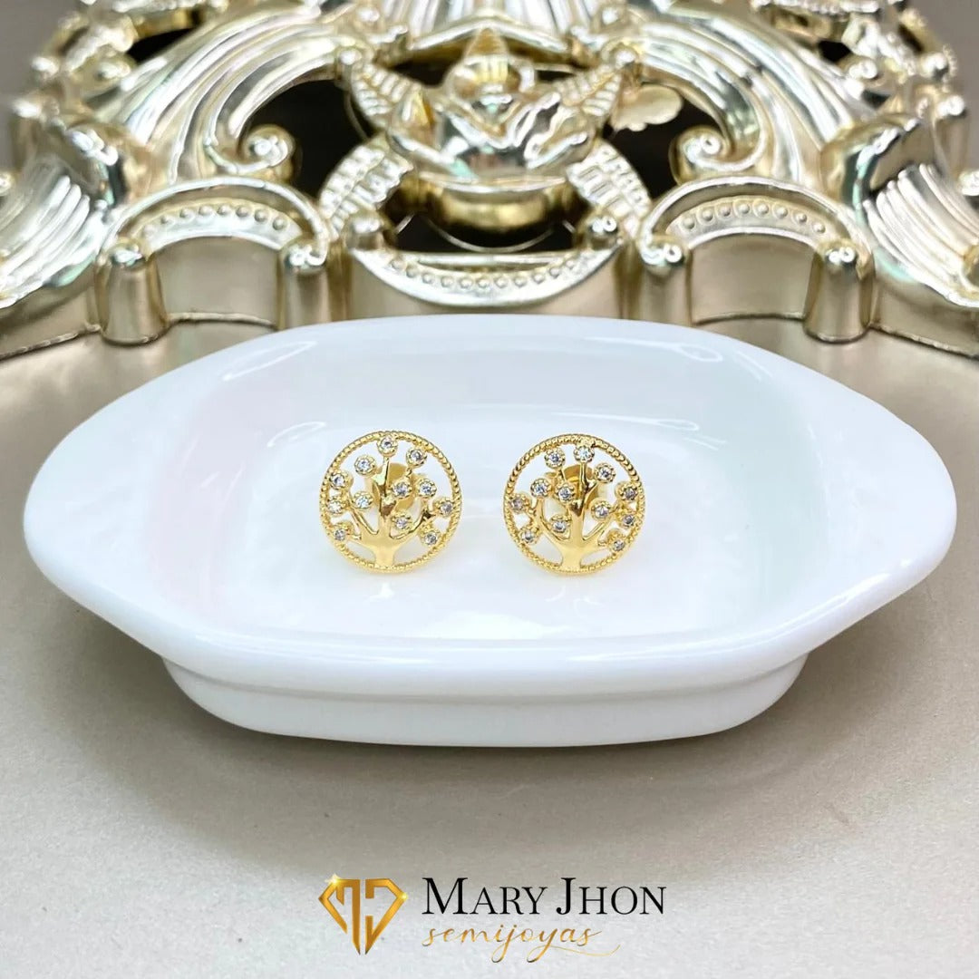 ✨ Aro dorados con diseño de árbol ✨