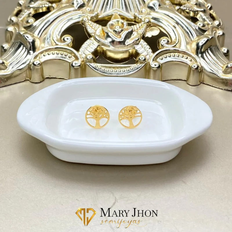 ✨ Aros dorados con diseño del árbol ✨